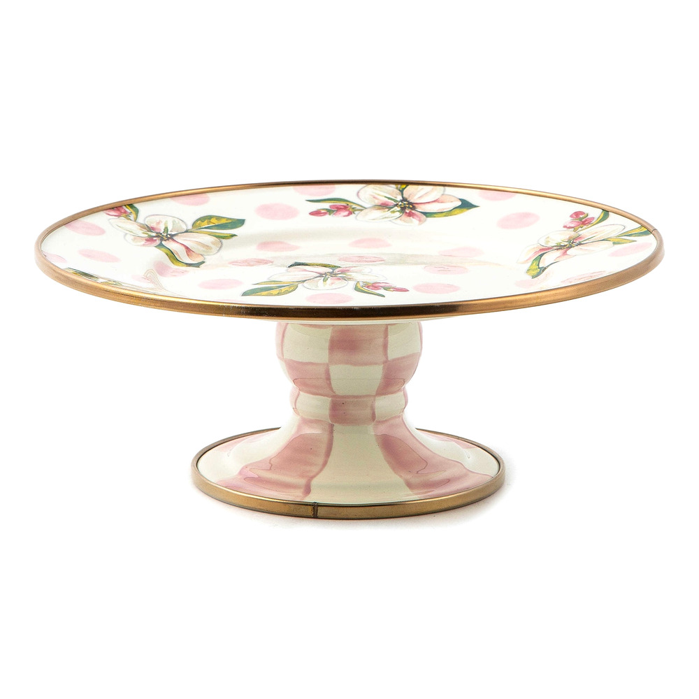 NEW Mackenzie-Childs Wildflowers Pink Mini Pedestal Platter